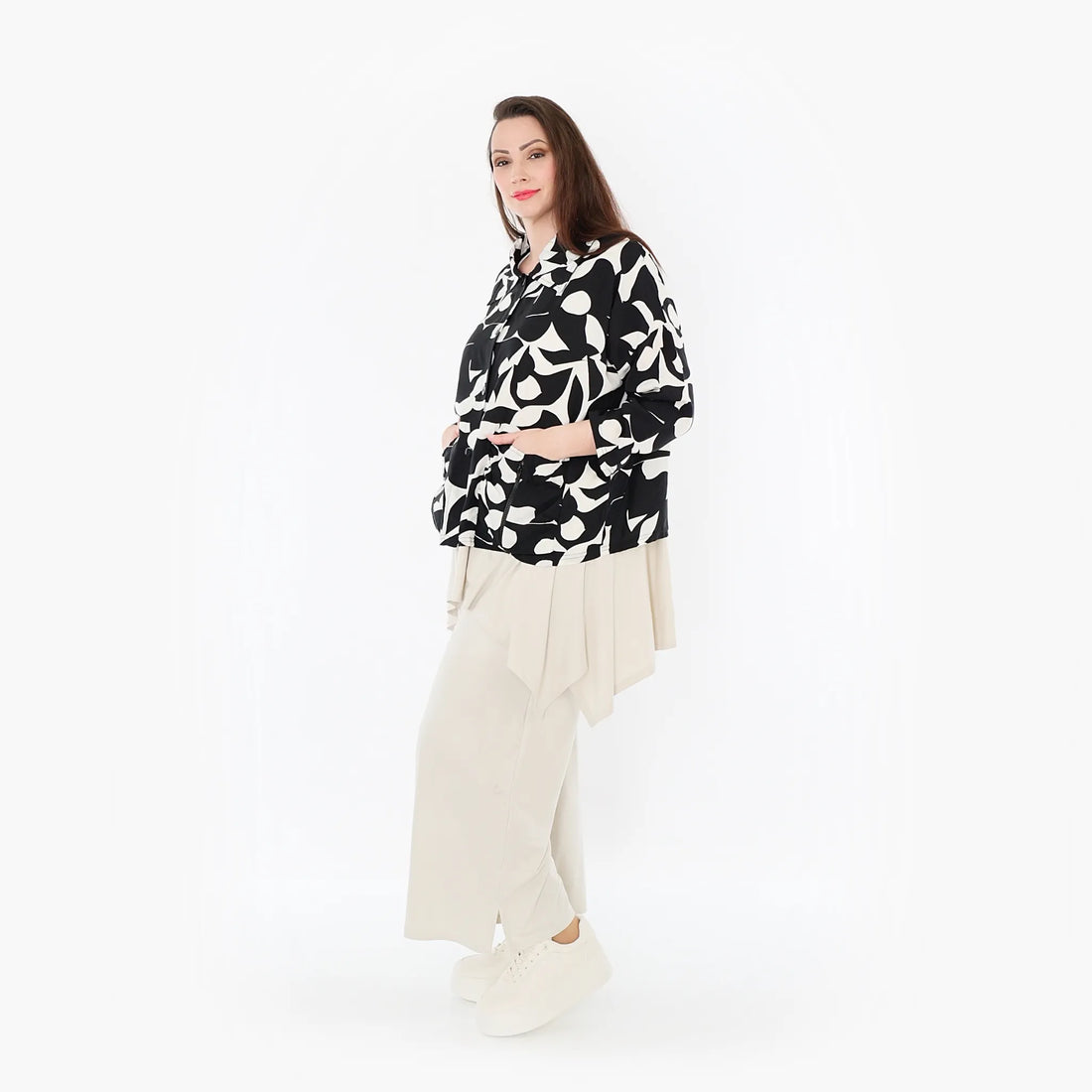  AKH Fashion Jacke in gerader Form, aus Viskose, 1471.07067, Schwarz/Weiß, Muster, Schick