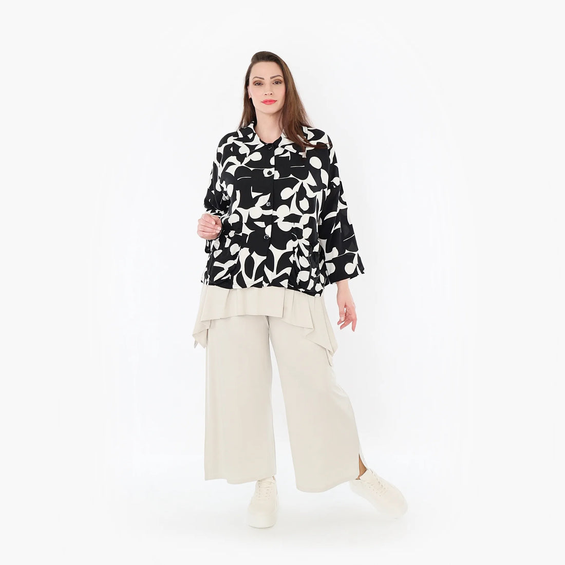  AKH Fashion Jacke in gerader Form, aus Viskose, 1471.07067, Schwarz/Weiß, Muster, Schick