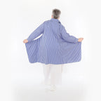 A-Form Bluse von AKH Fashion aus Baumwolle, 1472.06917, Blau/Weiß, Streifen, Ausgefallen