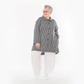  A-Form Bluse von AKH Fashion aus Baumwolle, 1472.07010, Anthrazit/Weiß, Streifen, Schick