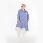  A-Form Bluse von AKH Fashion aus Baumwolle, 1472.07057, Blau/Weiß, Streifen, Ausgefallen