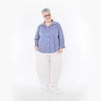  AKH Fashion Bluse in gerundeter Form, aus Baumwolle, 1472.07062, Blau/Weiß, Streifen