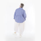  AKH Fashion Bluse in gerundeter Form, aus Baumwolle, 1472.07062, Blau/Weiß, Streifen