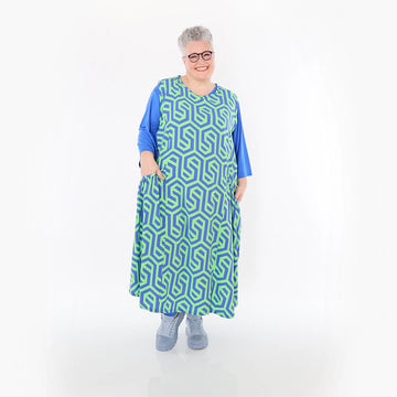  Ballon Tunika von AKH Fashion aus Viskose, 1473.07058, Lime/Blau, Grafik, Ausgefallen