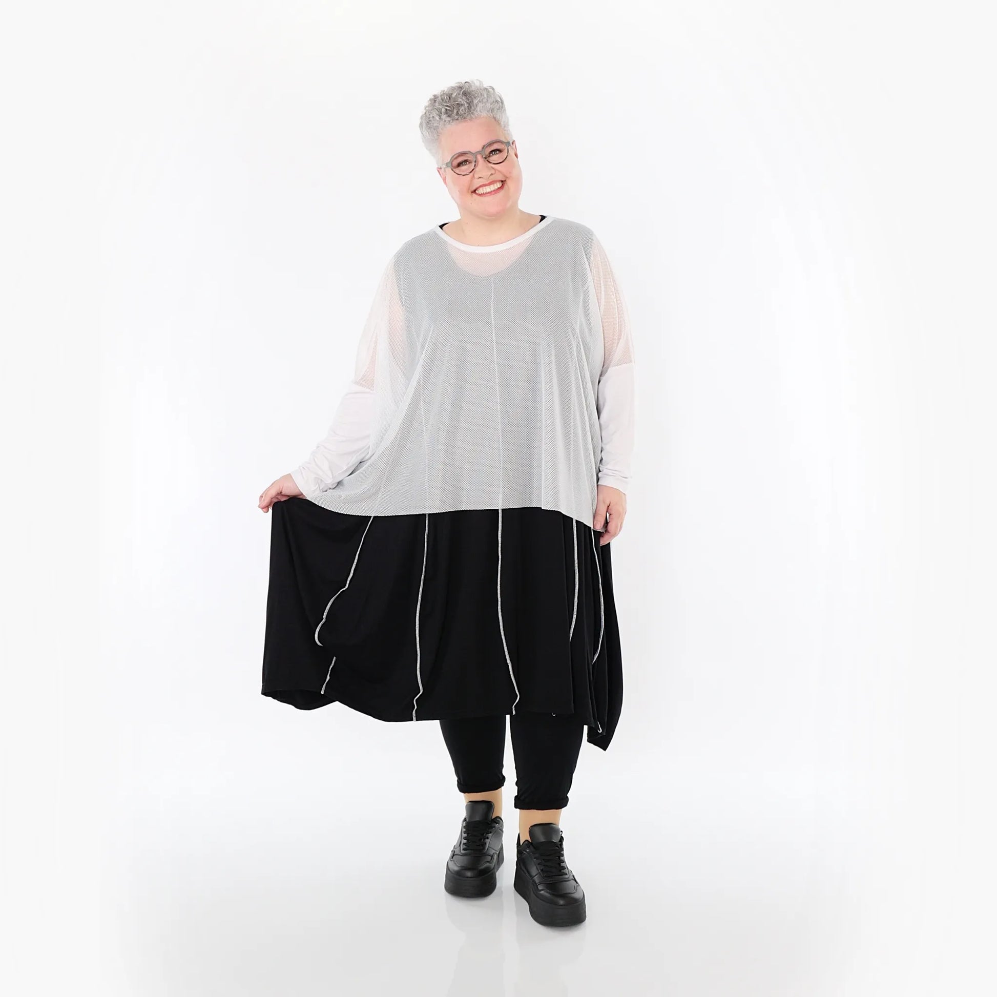  AKH Fashion Bigshirt in kastiger Form, aus Viskose, 1474.06721, Weiß, Ausgefallen, Zeitlos