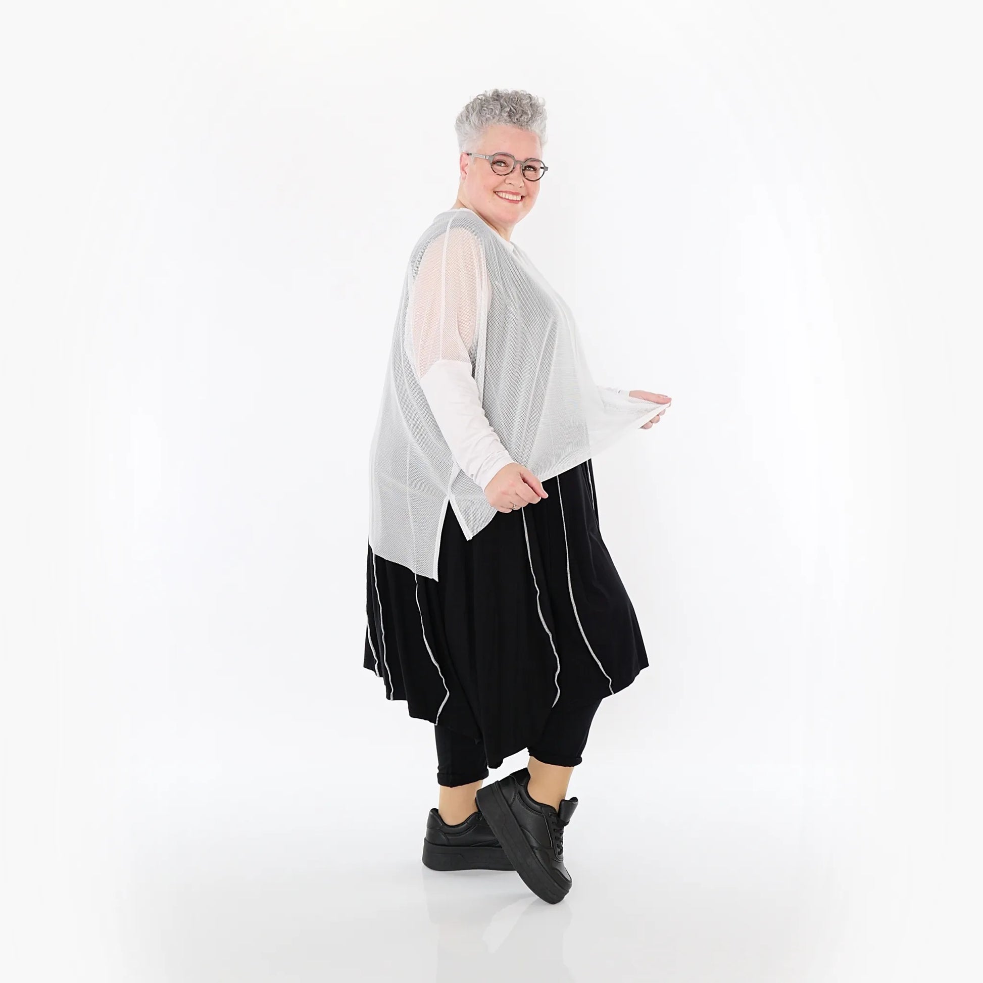  AKH Fashion Bigshirt in kastiger Form, aus Viskose, 1474.06721, Weiß, Ausgefallen, Zeitlos