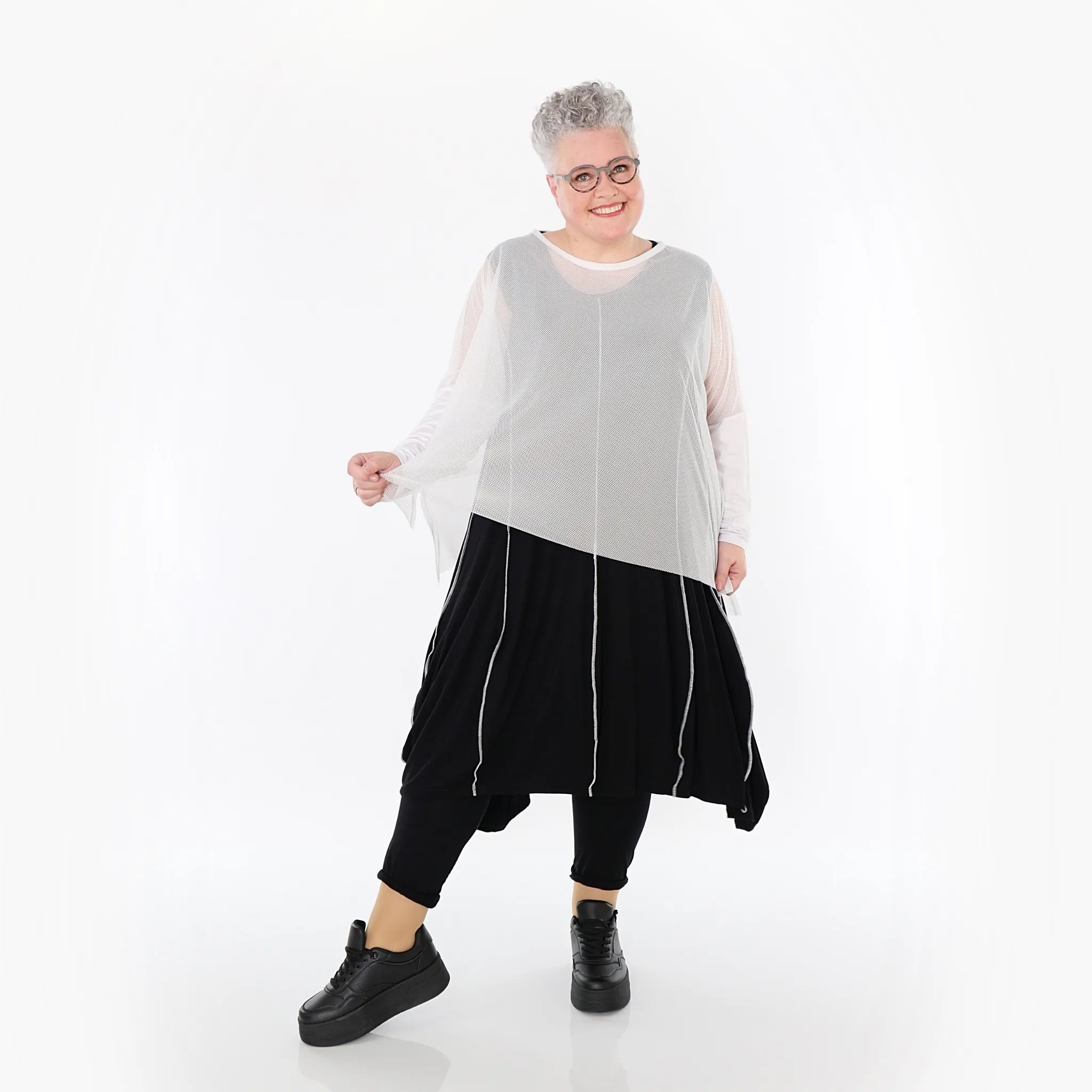  AKH Fashion Bigshirt in kastiger Form, aus Viskose, 1474.06721, Weiß, Ausgefallen, Zeitlos