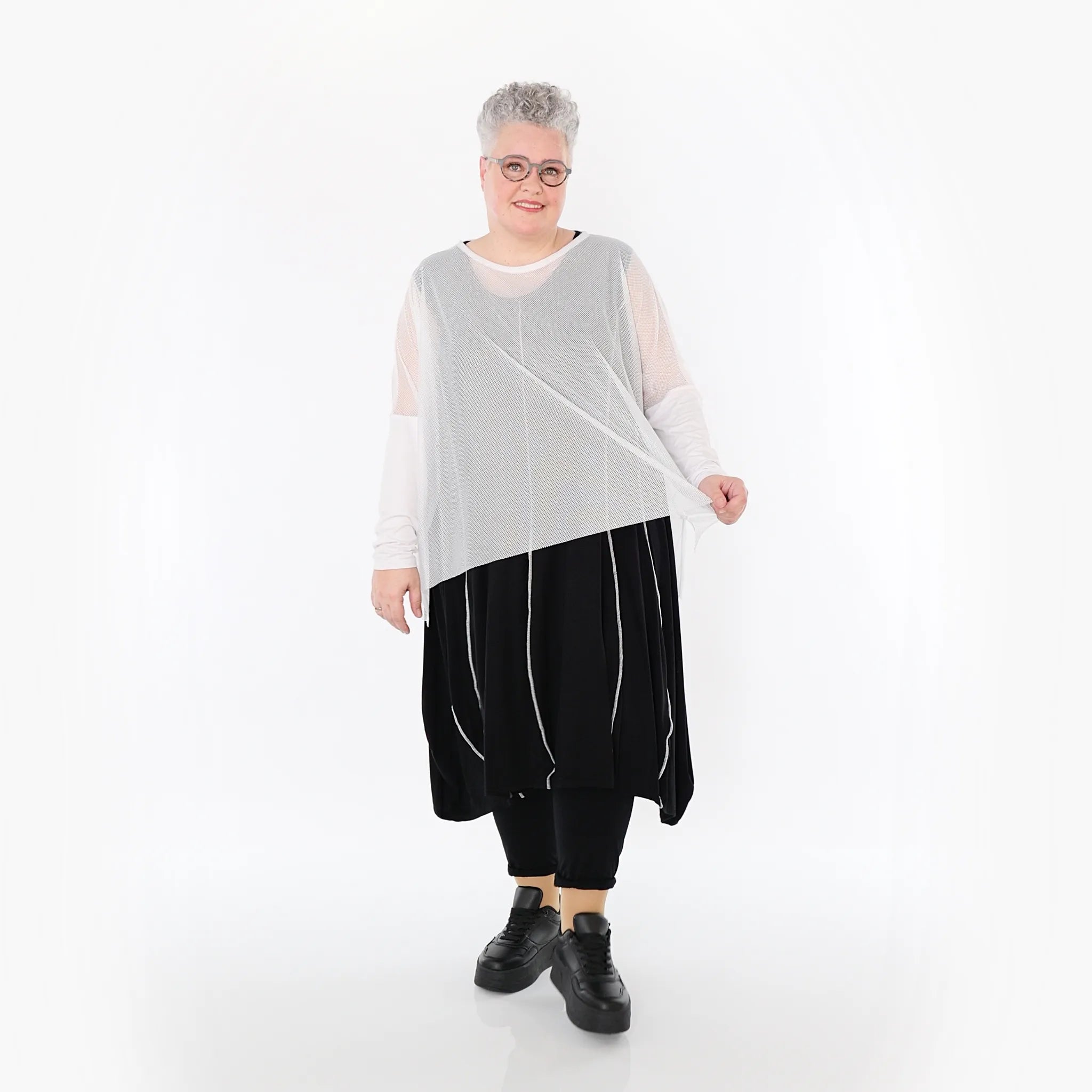  AKH Fashion Bigshirt in kastiger Form, aus Viskose, 1474.06721, Weiß, Ausgefallen, Zeitlos