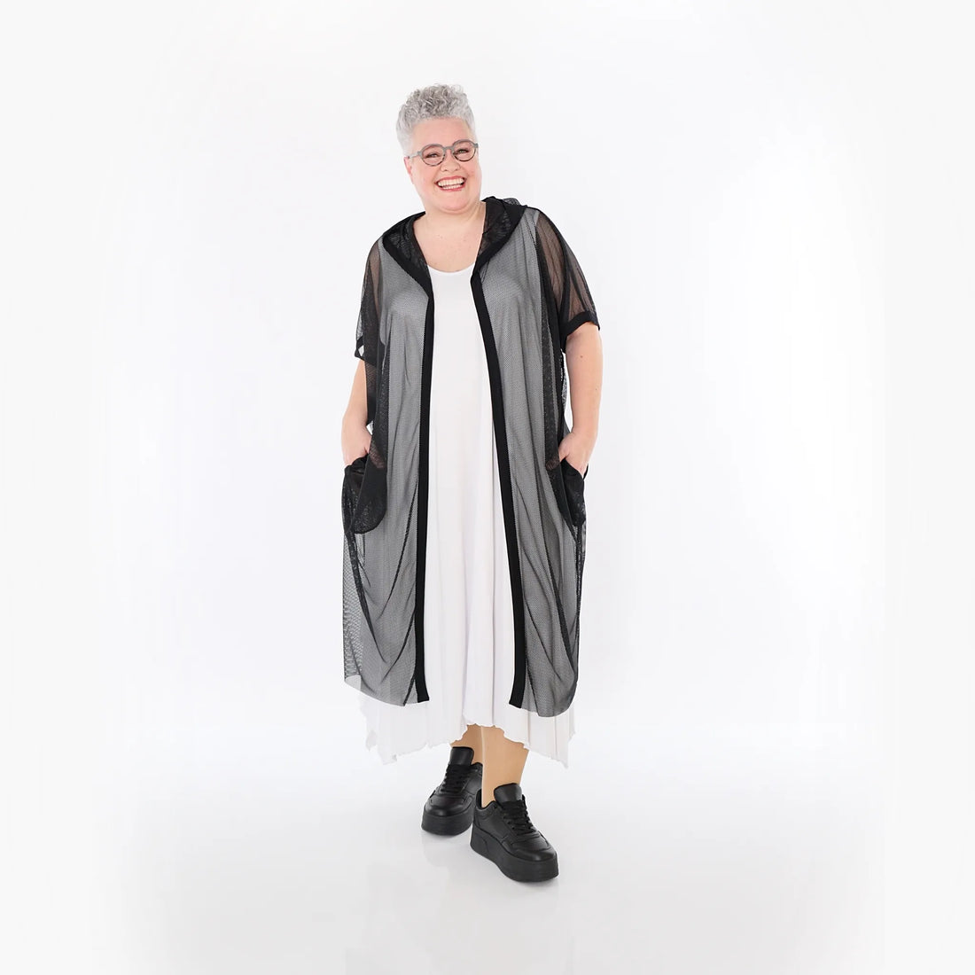  AKH Fashion Weste in gerader Form, aus Viskose, 1474.07068, Schwarz, Ausgefallen, Zeitlos