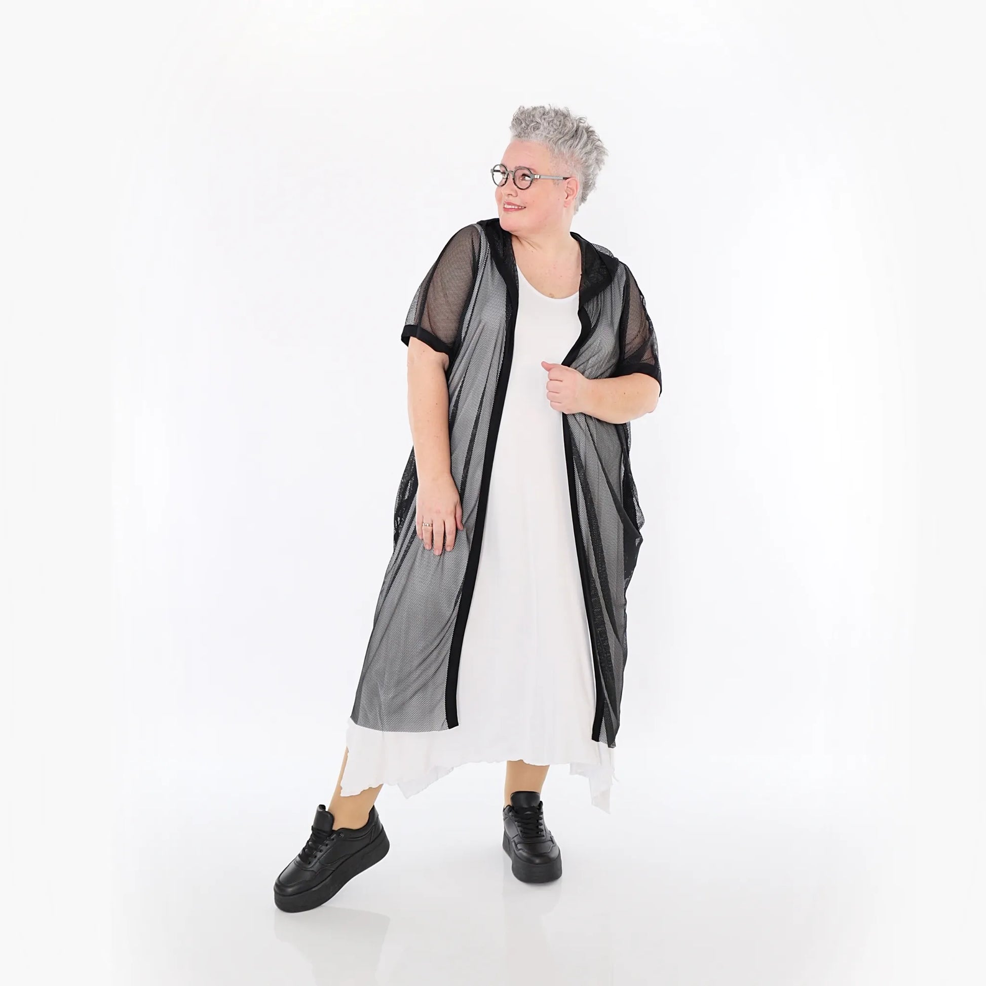  AKH Fashion Weste in gerader Form, aus Viskose, 1474.07068, Schwarz, Ausgefallen, Zeitlos