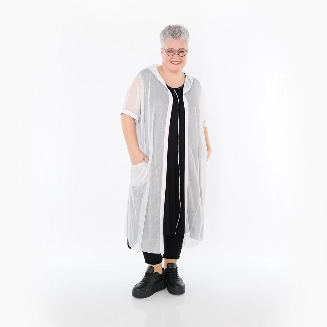  AKH Fashion Weste in gerader Form, aus Viskose, 1474.07068, Weiß, Ausgefallen, Zeitlos