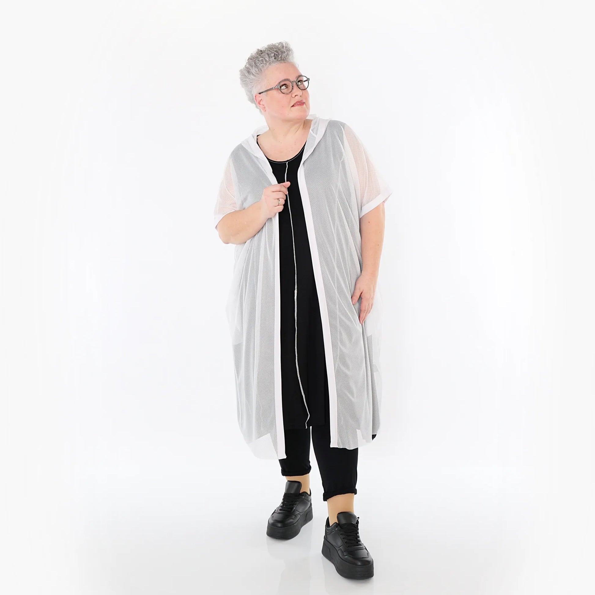  AKH Fashion Weste in gerader Form, aus Viskose, 1474.07068, Weiß, Ausgefallen, Zeitlos