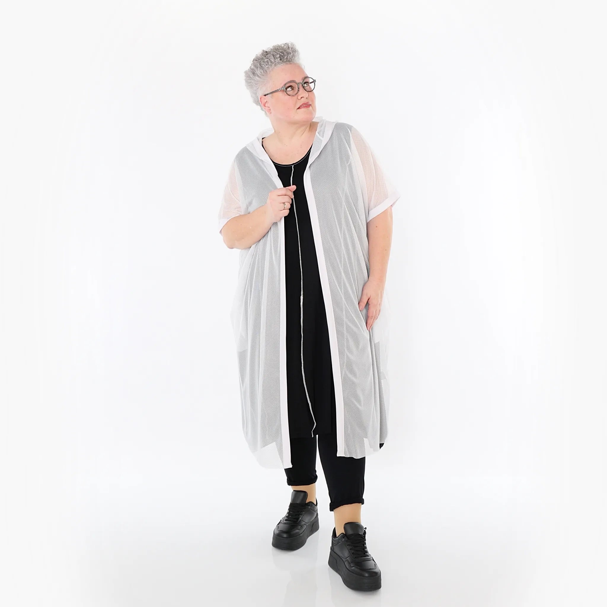  AKH Fashion Weste in gerader Form, aus Viskose, 1474.07068, Weiß, Ausgefallen, Zeitlos