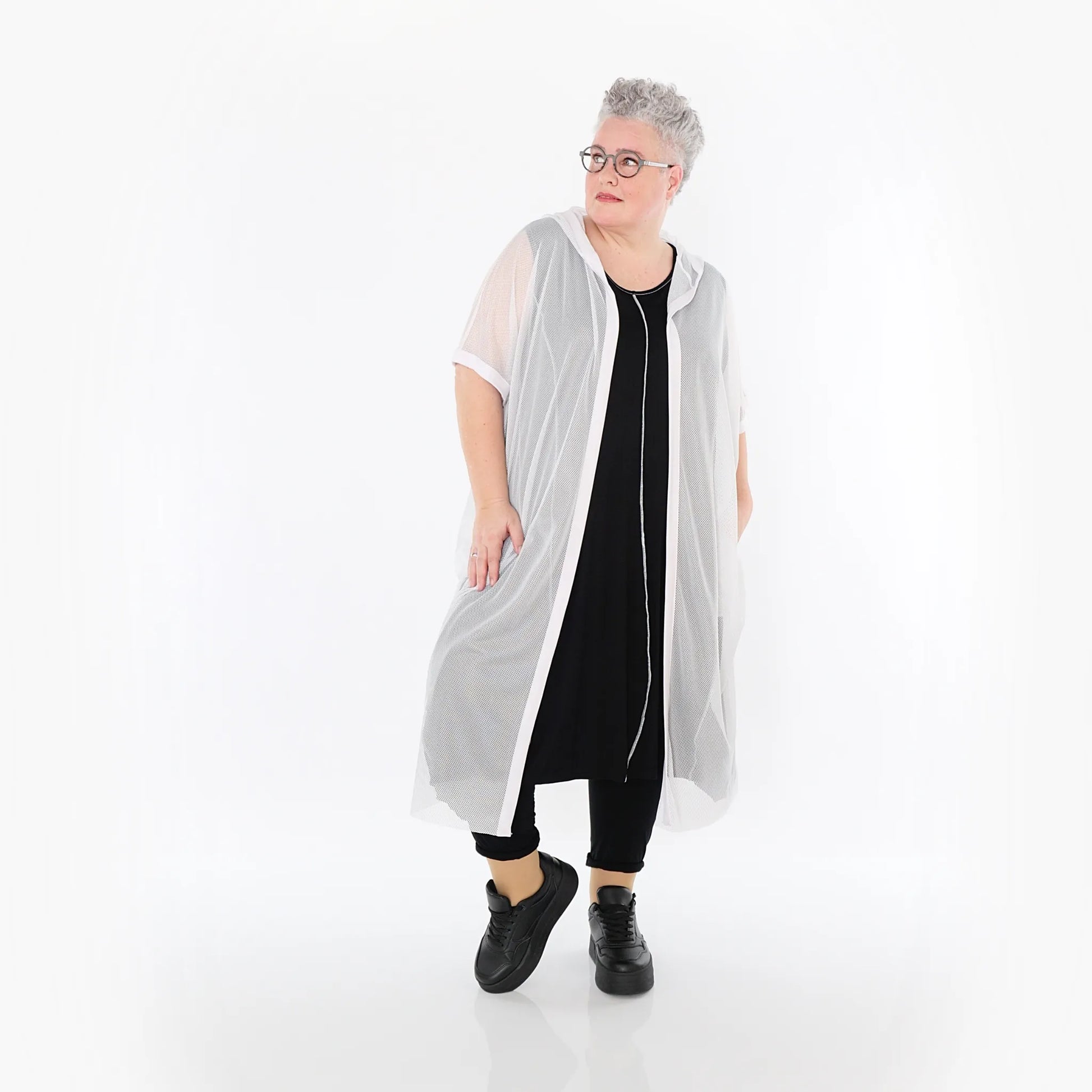  AKH Fashion Weste in gerader Form, aus Viskose, 1474.07068, Weiß, Ausgefallen, Zeitlos