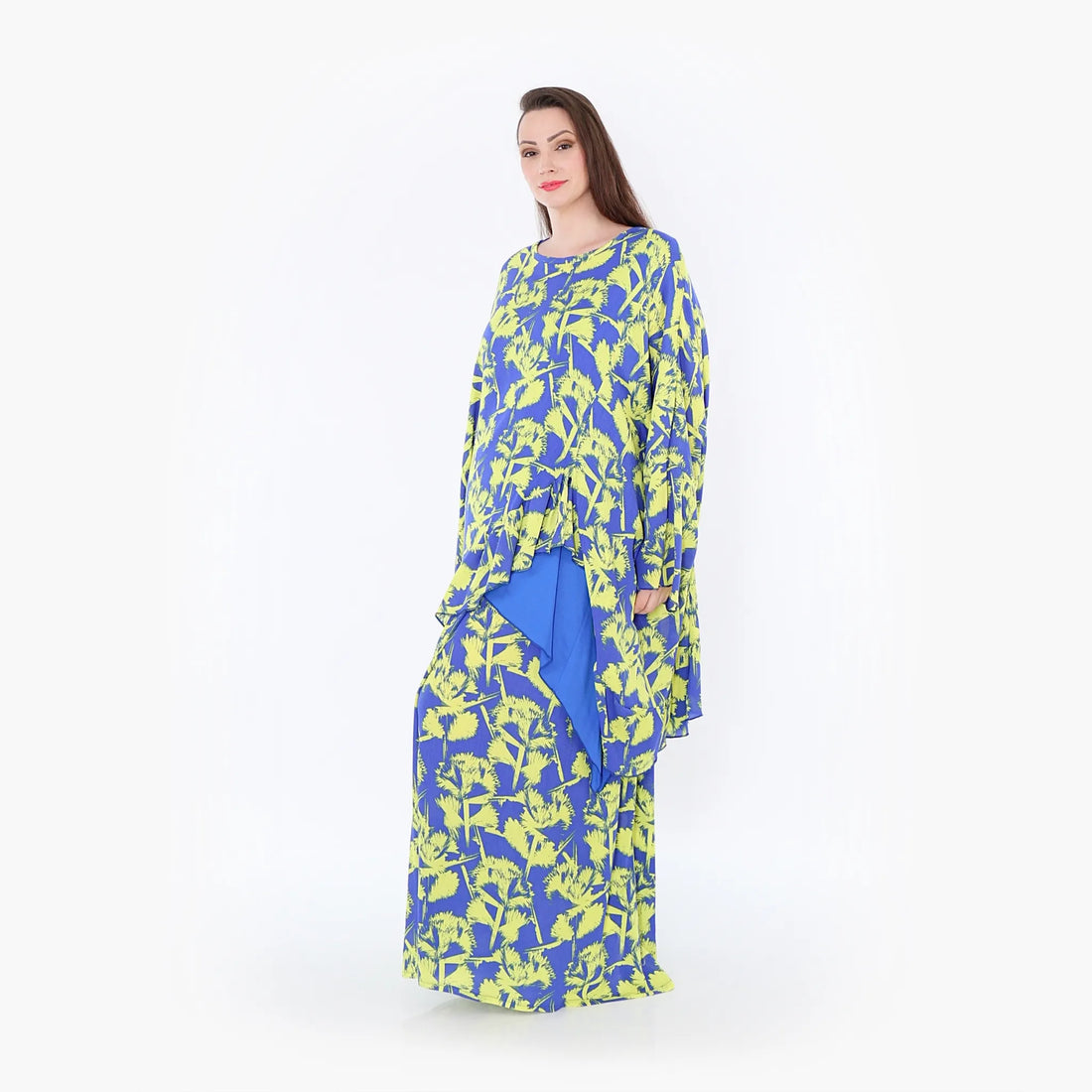  A-Form Bigshirt von AKH Fashion aus Viskose, 1476.06911, Blau/Gelb, Batik, Ausgefallen