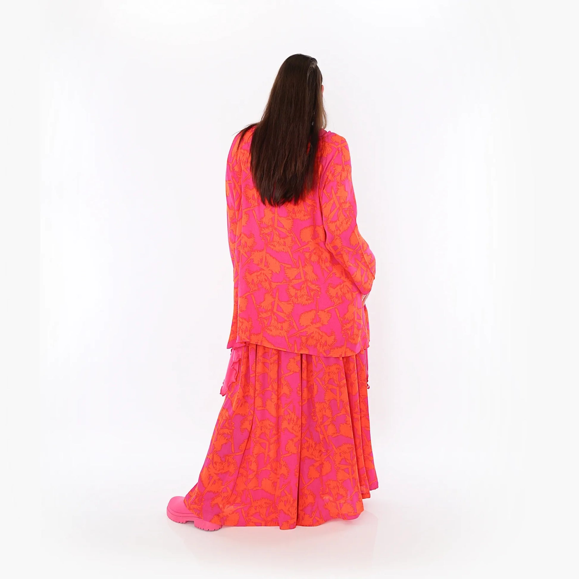  Palazzo Hose von AKH Fashion aus Viskose, 1476.07077, Fuchsia/Orange, Batik, Ausgefallen