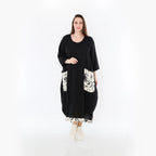 Ballonkleid von AKH Fashion aus Baumwolle, 1477.07071, Schwarz/Ecru, Ausgefallen, Zeitlos