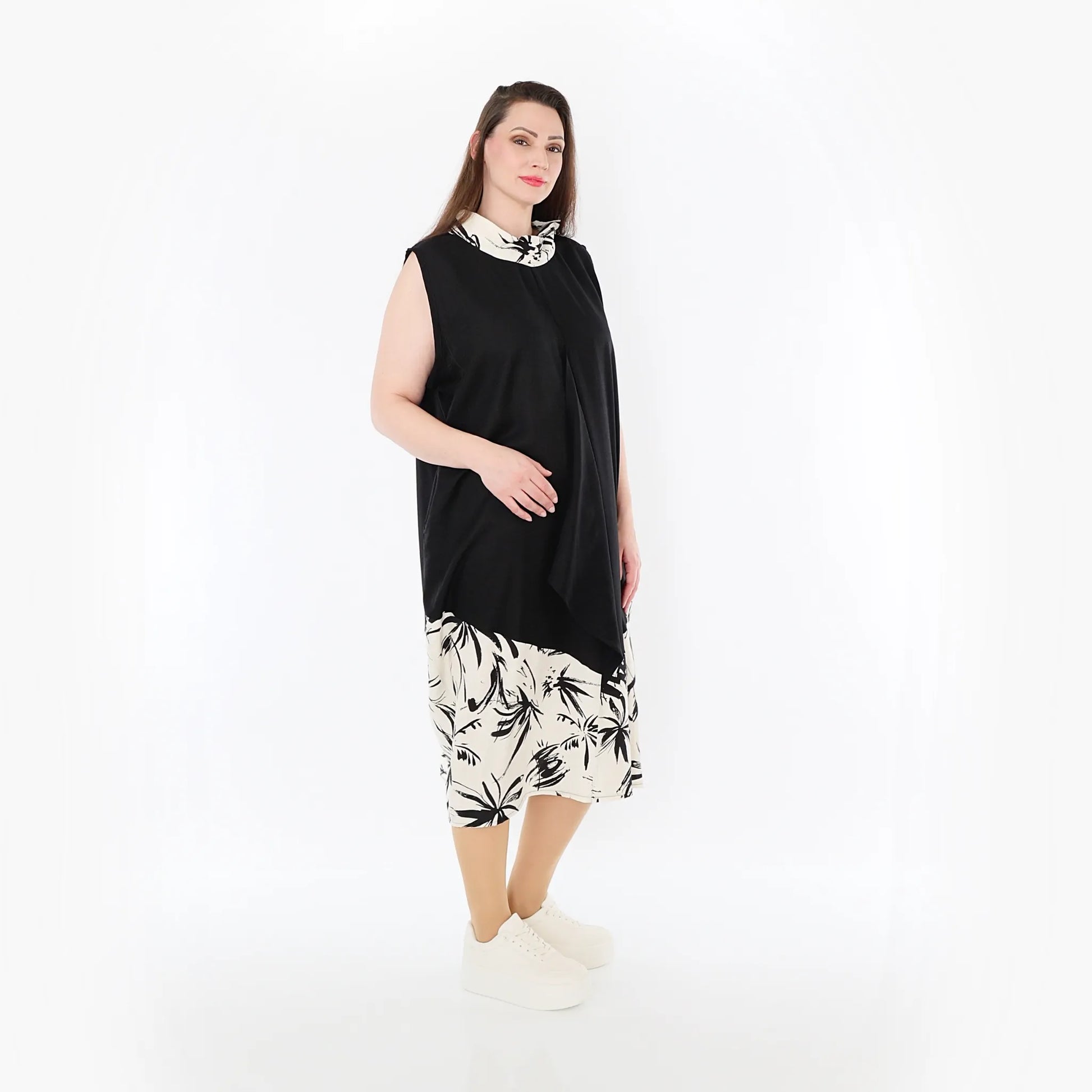  Ballon Tunika von AKH Fashion aus Baumwolle, 1477.07072, Schwarz/Ecru, Ausgefallen, Schick
