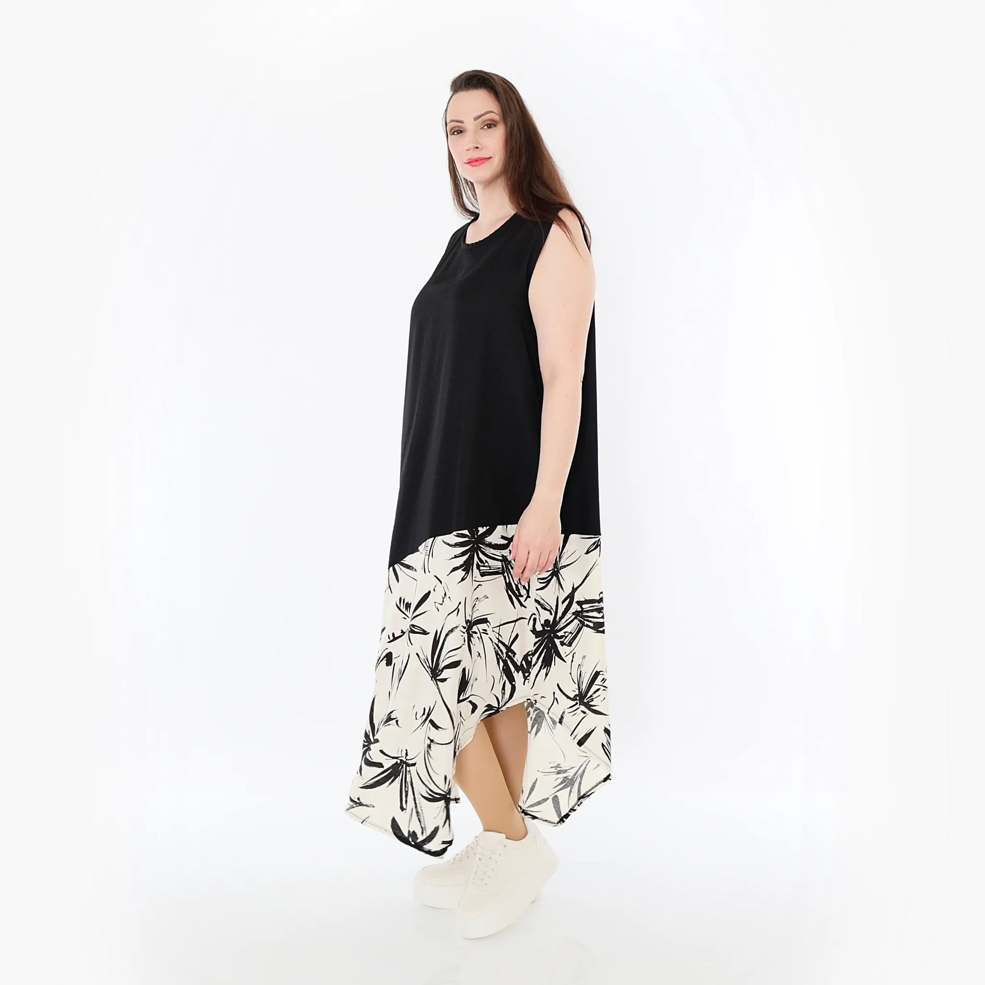  A-Form Tunika von AKH Fashion aus Baumwolle, 1477.07073, Schwarz/Ecru, Ausgefallen, Schick