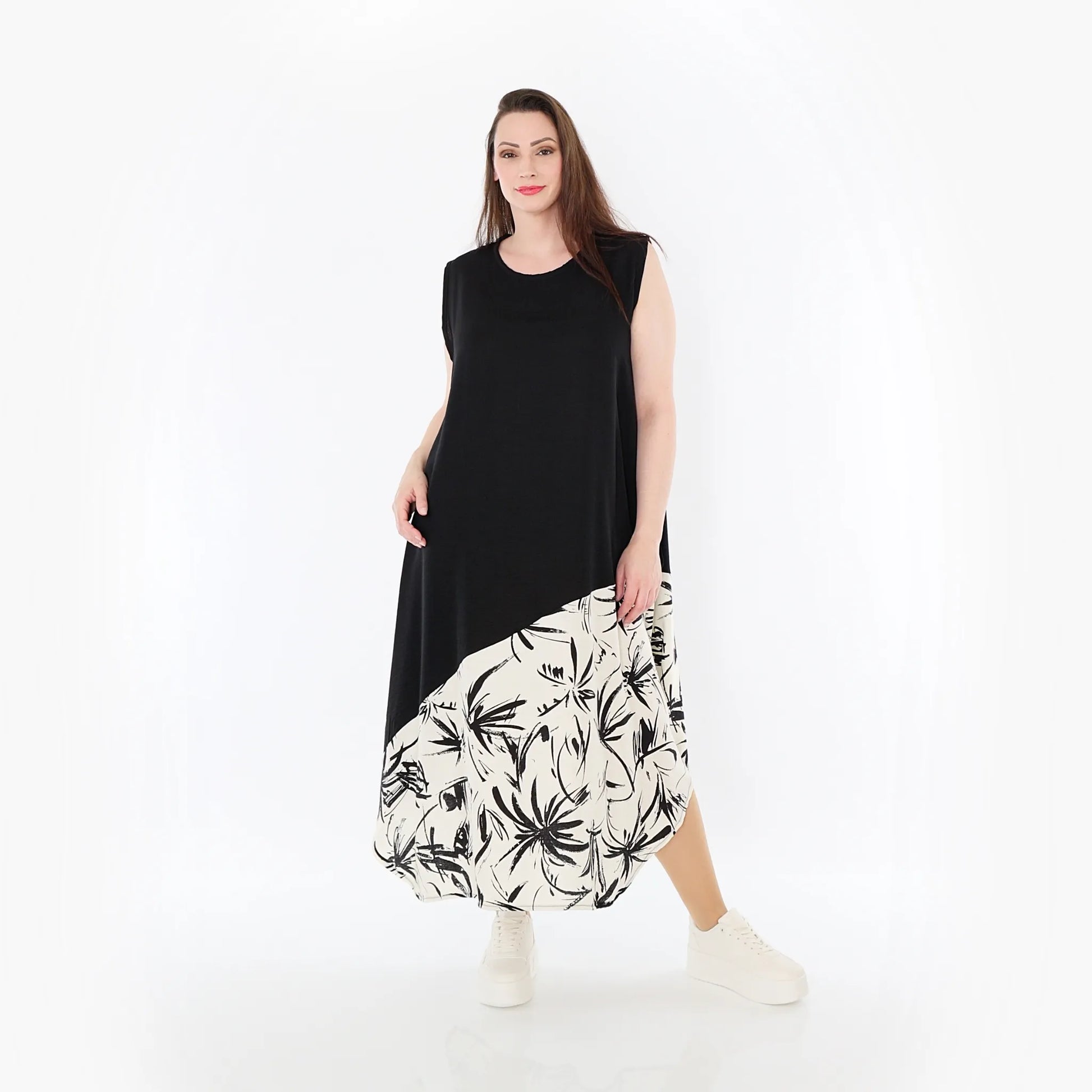  A-Form Tunika von AKH Fashion aus Baumwolle, 1477.07073, Schwarz/Ecru, Ausgefallen, Schick