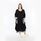  Ballonkleid von AKH Fashion aus Baumwolle, 1478.07071, Schwarz/Ecru, Ausgefallen, Zeitlos