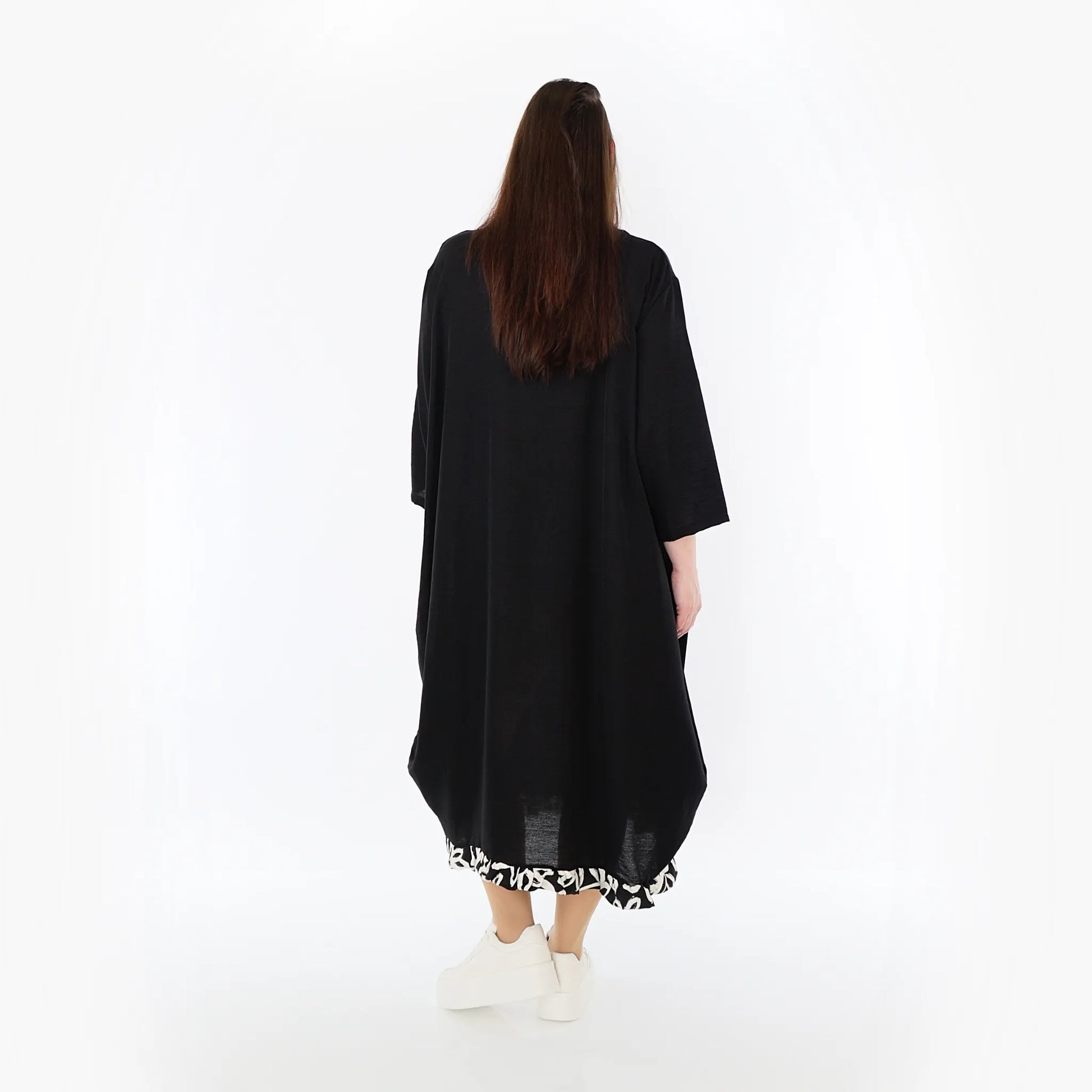  Ballonkleid von AKH Fashion aus Baumwolle, 1478.07071, Schwarz/Ecru, Ausgefallen, Zeitlos