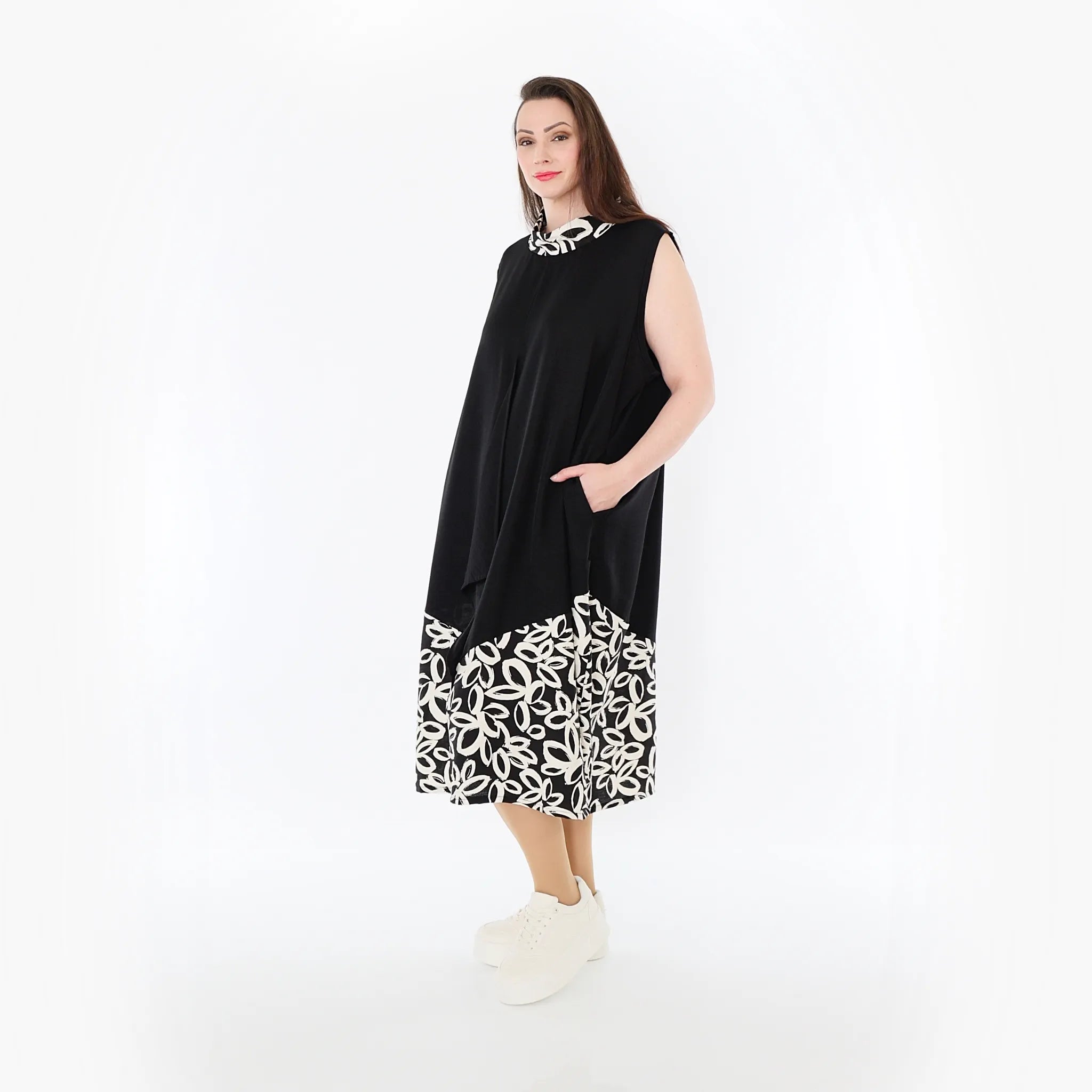  Ballon Tunika von AKH Fashion aus Baumwolle, 1478.07072, Schwarz/Ecru, Ausgefallen, Schick