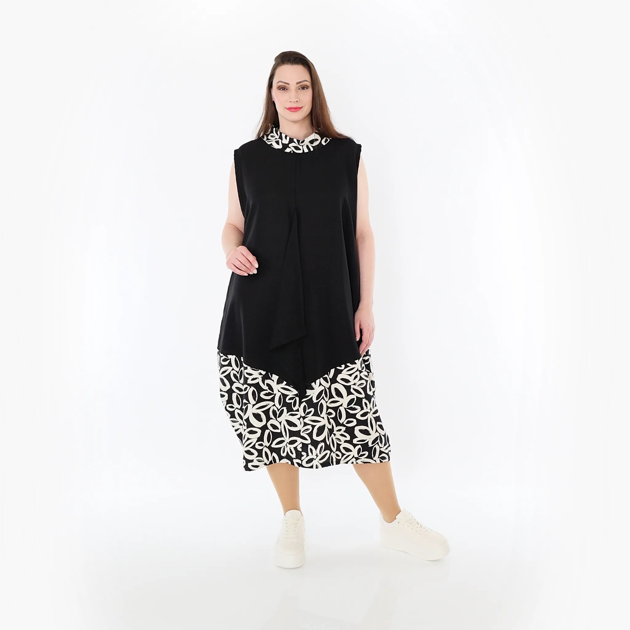  Ballon Tunika von AKH Fashion aus Baumwolle, 1478.07072, Schwarz/Ecru, Ausgefallen, Schick
