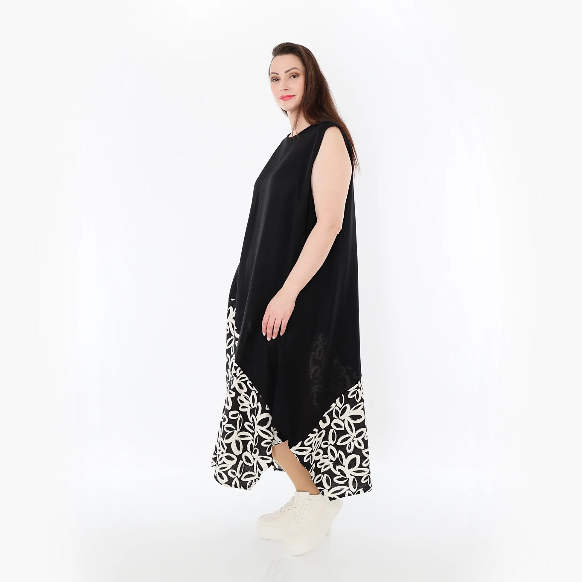  A-Form Tunika von AKH Fashion aus Baumwolle, 1478.07073, Schwarz/Ecru, Ausgefallen, Schick