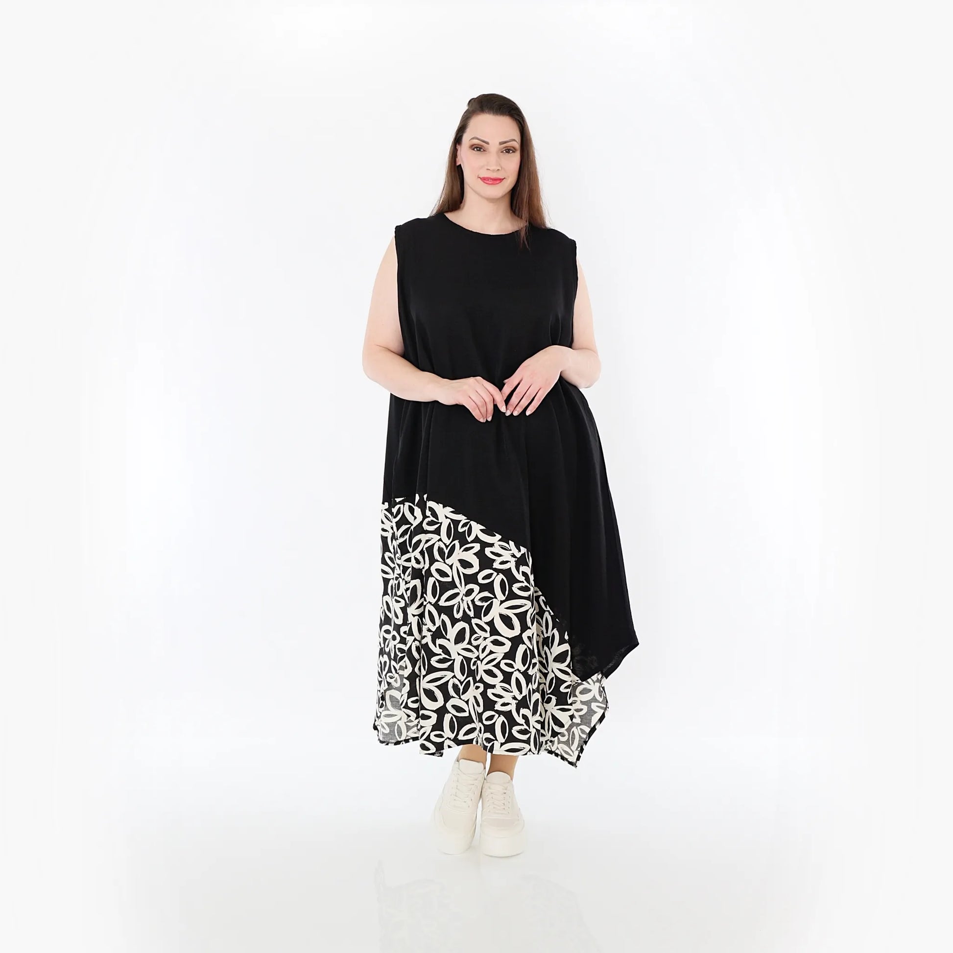  A-Form Tunika von AKH Fashion aus Baumwolle, 1478.07073, Schwarz/Ecru, Ausgefallen, Schick
