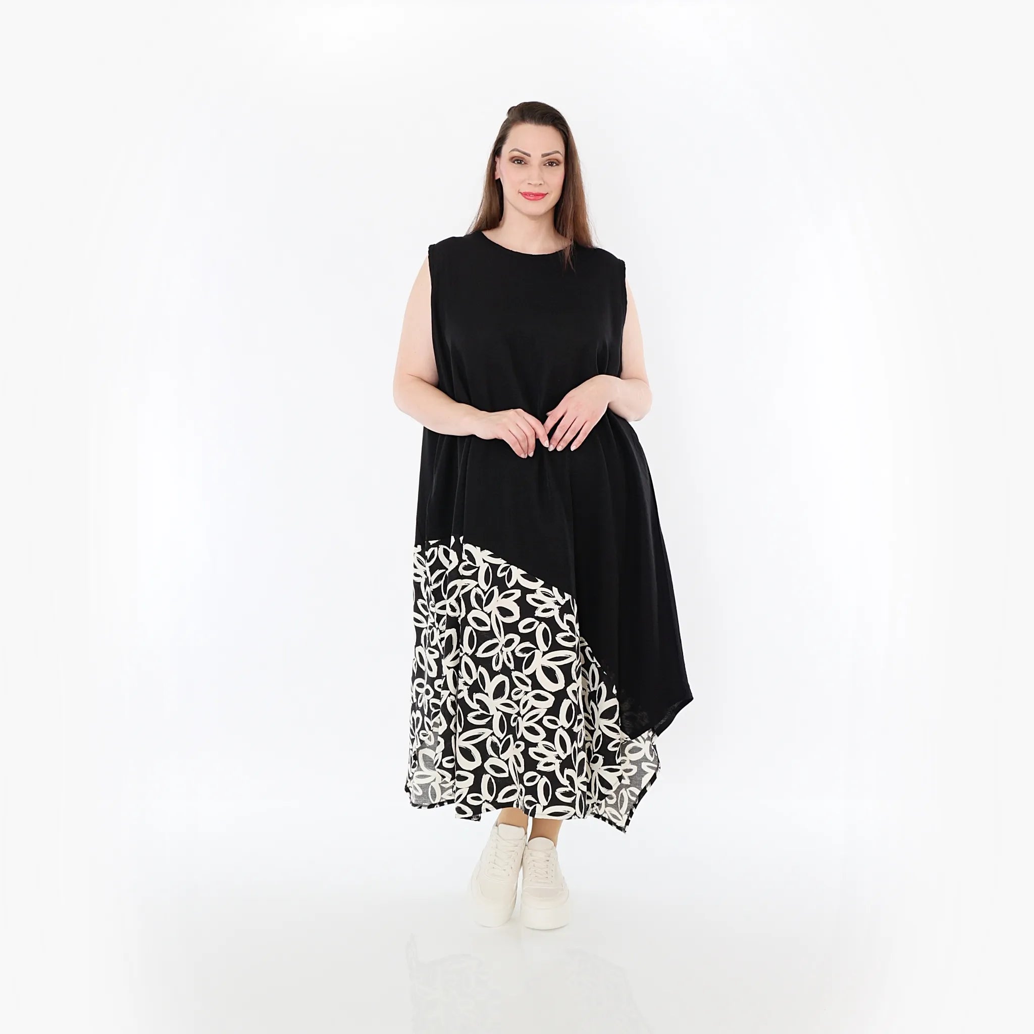  A-Form Tunika von AKH Fashion aus Baumwolle, 1478.07073, Schwarz/Ecru, Ausgefallen, Schick