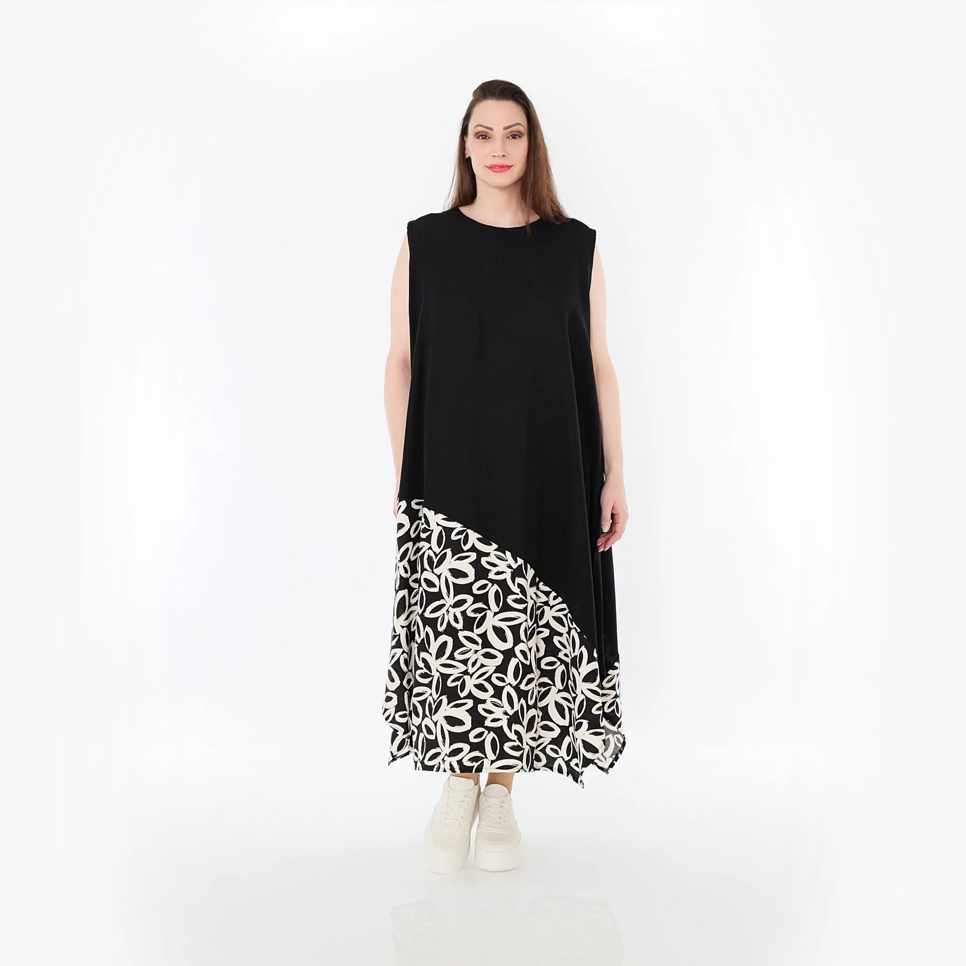  A-Form Tunika von AKH Fashion aus Baumwolle, 1478.07073, Schwarz/Ecru, Ausgefallen, Schick