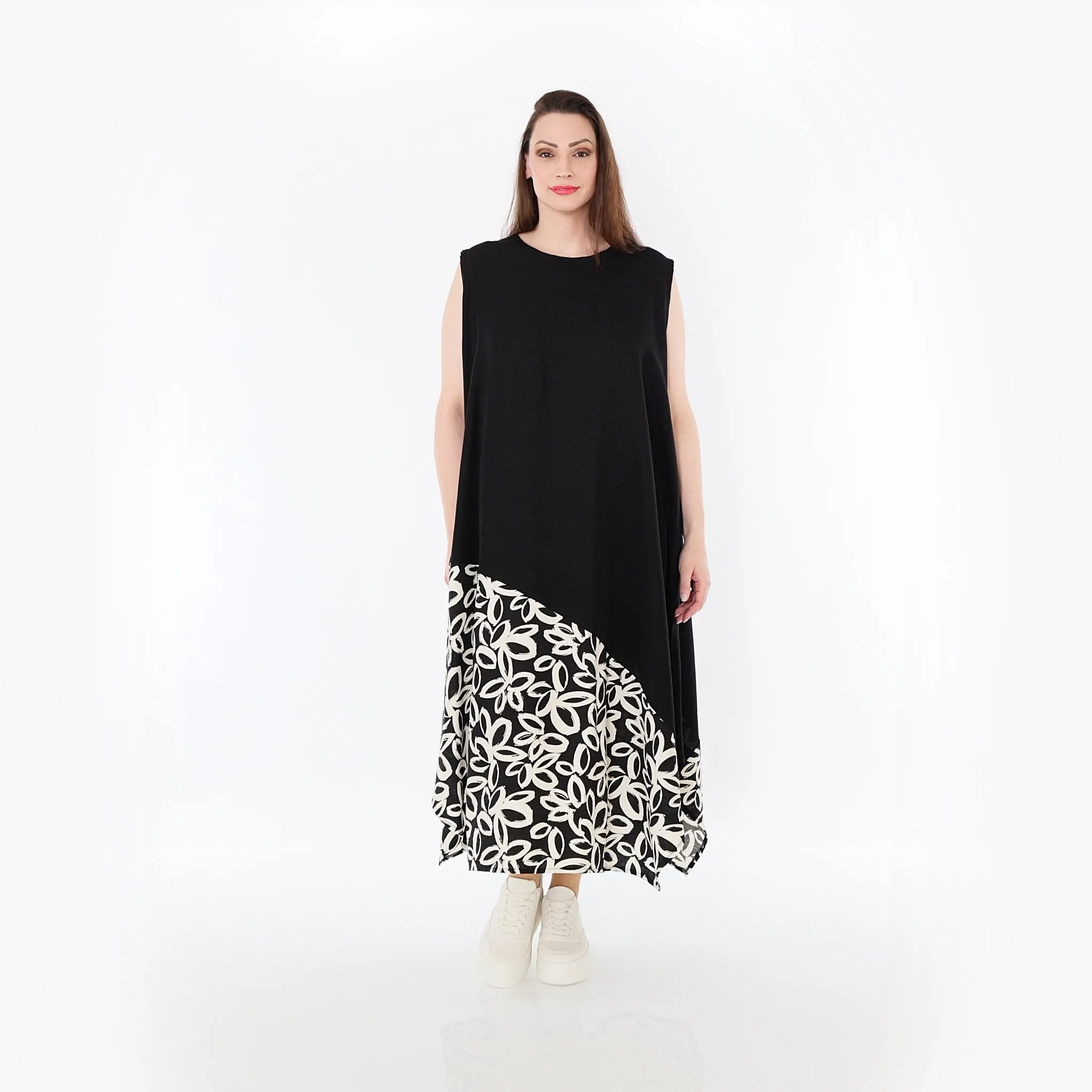  A-Form Tunika von AKH Fashion aus Baumwolle, 1478.07073, Schwarz/Ecru, Ausgefallen, Schick