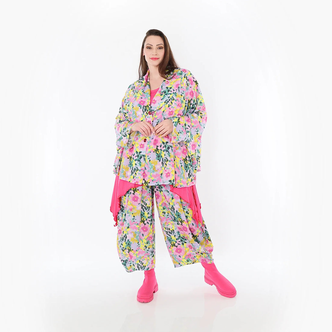  AKH Fashion Jacke in gerundeter Form, aus Viskose, 1479.00140, Multicolor, Blumen, Schick