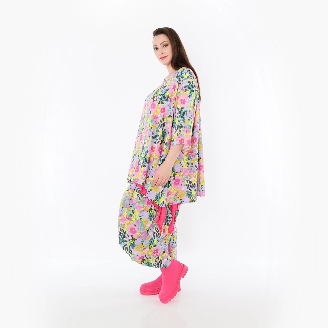  A-Form Bigshirt von AKH Fashion aus Viskose, 1479.00593, Multicolor, Blumen, Ausgefallen