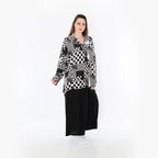  A-Form Jacke von AKH Fashion aus Viskose, 1481.02222, Schwarz/Weiß, Punkte, Ausgefallen