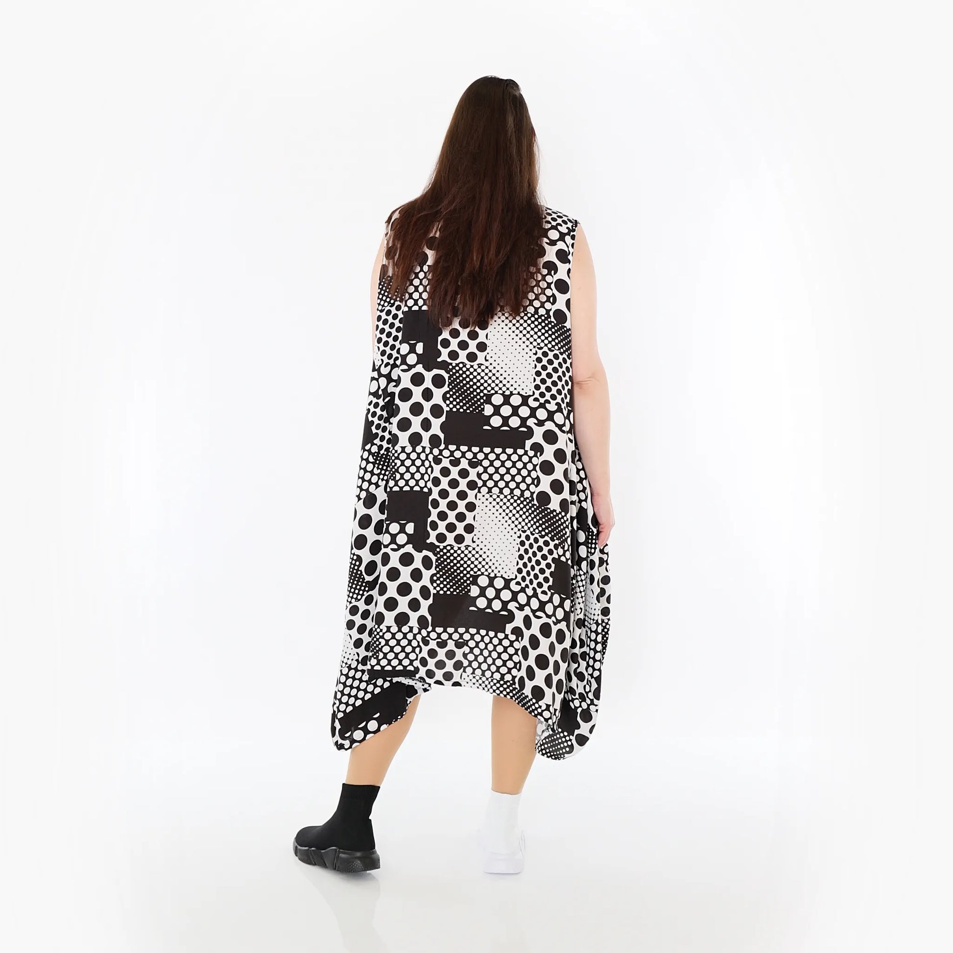  Ballonkleid von AKH Fashion aus Viskose, 1481.04489, Schwarz/Weiß, Punkte, Ausgefallen