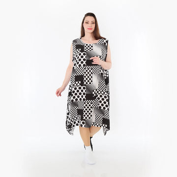  Ballonkleid von AKH Fashion aus Viskose, 1481.04489, Schwarz/Weiß, Punkte, Ausgefallen
