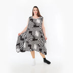  Ballonkleid von AKH Fashion aus Viskose, 1481.04489, Schwarz/Weiß, Punkte, Ausgefallen