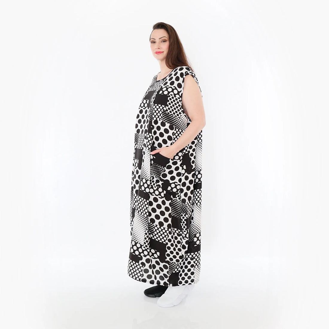  Ballonkleid von AKH Fashion aus Viskose, 1481.04491, Schwarz/Weiß, Punkte, Ausgefallen