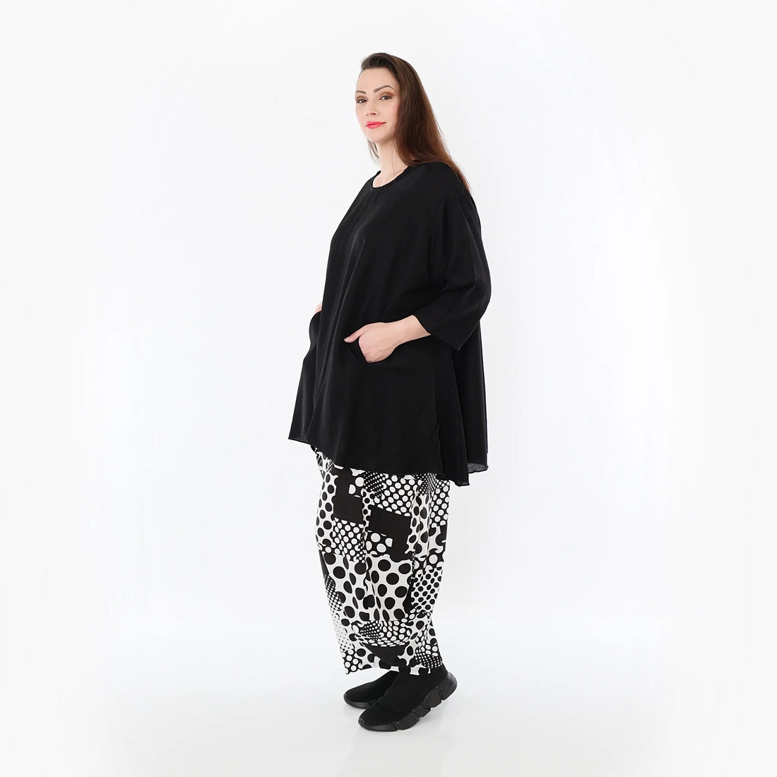  Ballonhose von AKH Fashion aus Viskose, 1481.08069, Schwarz/Weiß, Punkte, Ausgefallen
