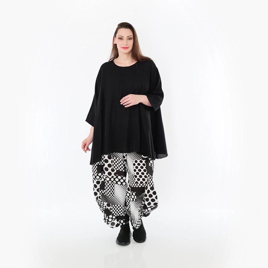  A-Form Bigshirt von AKH Fashion aus Baumwolle, 1477.07069, Schwarz, Ausgefallen, Zeitlos