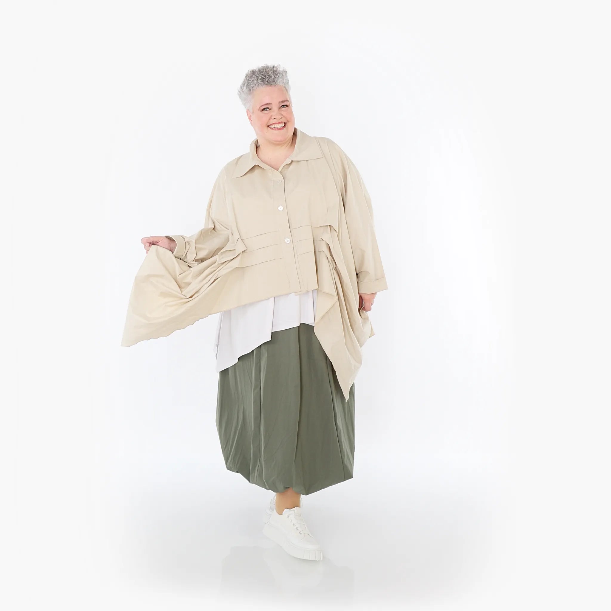  Zipfel Bluse von AKH Fashion aus Baumwolle, 1482.07080, Beige, Ausgefallen, Zeitlos