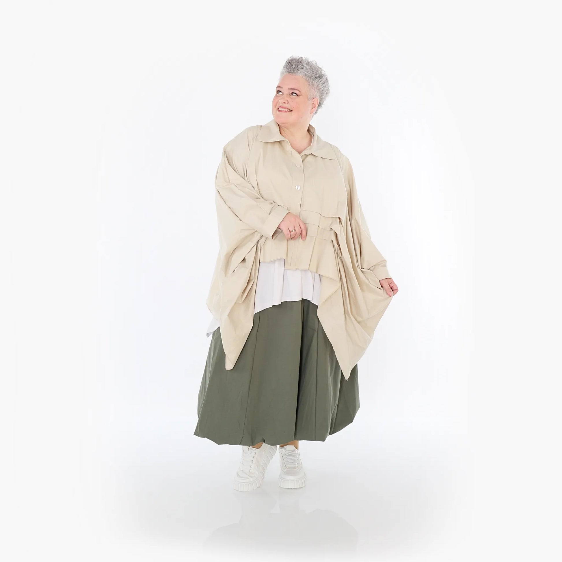  Zipfel Bluse von AKH Fashion aus Baumwolle, 1482.07080, Beige, Ausgefallen, Zeitlos