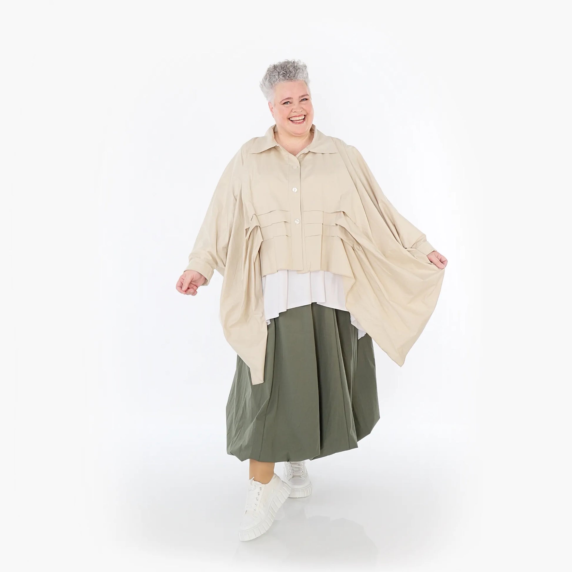 Zipfel Bluse von AKH Fashion aus Baumwolle, 1482.07080, Beige, Ausgefallen, Zeitlos