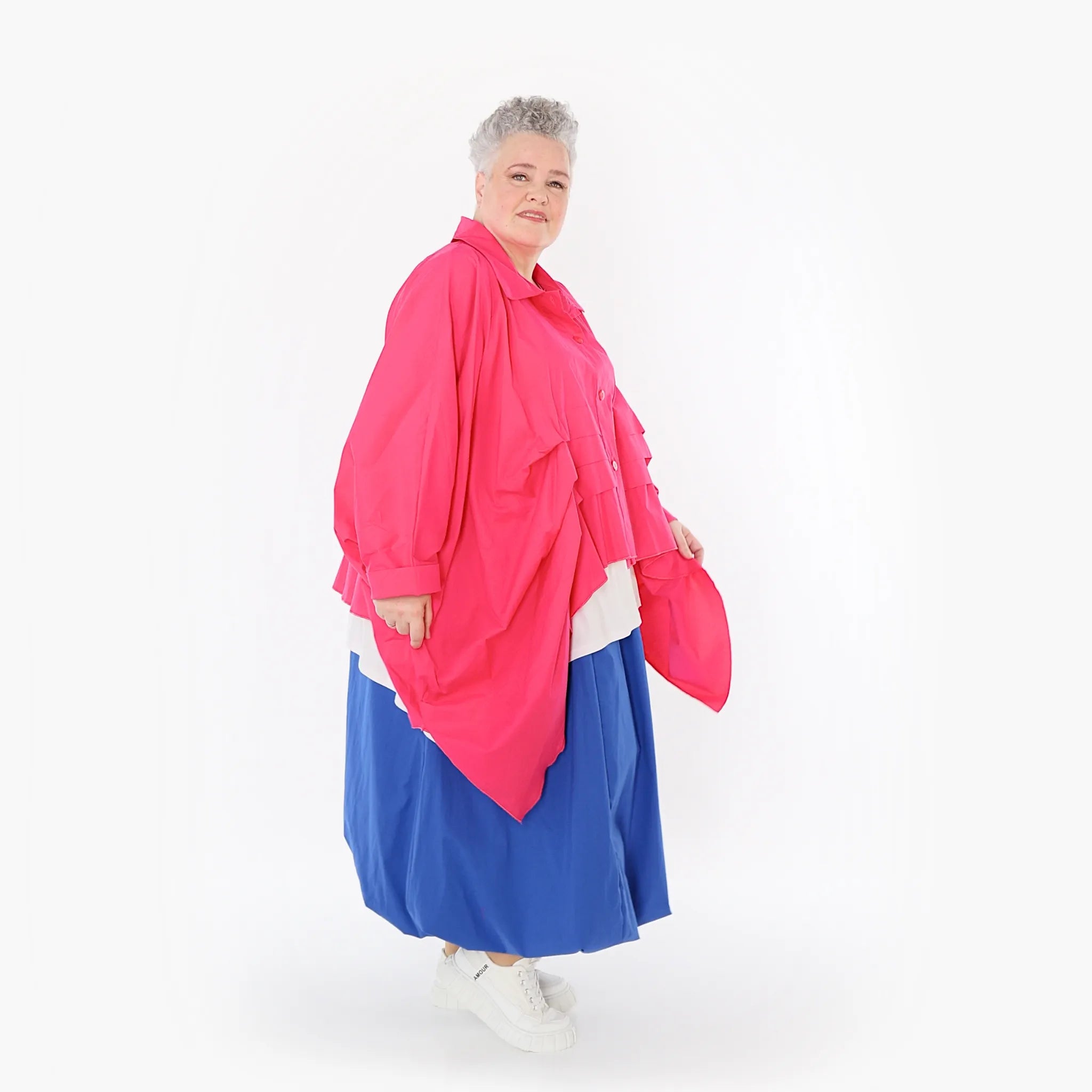  Zipfel Bluse von AKH Fashion aus Baumwolle, 1482.07080, Fuchsia, Ausgefallen, Zeitlos