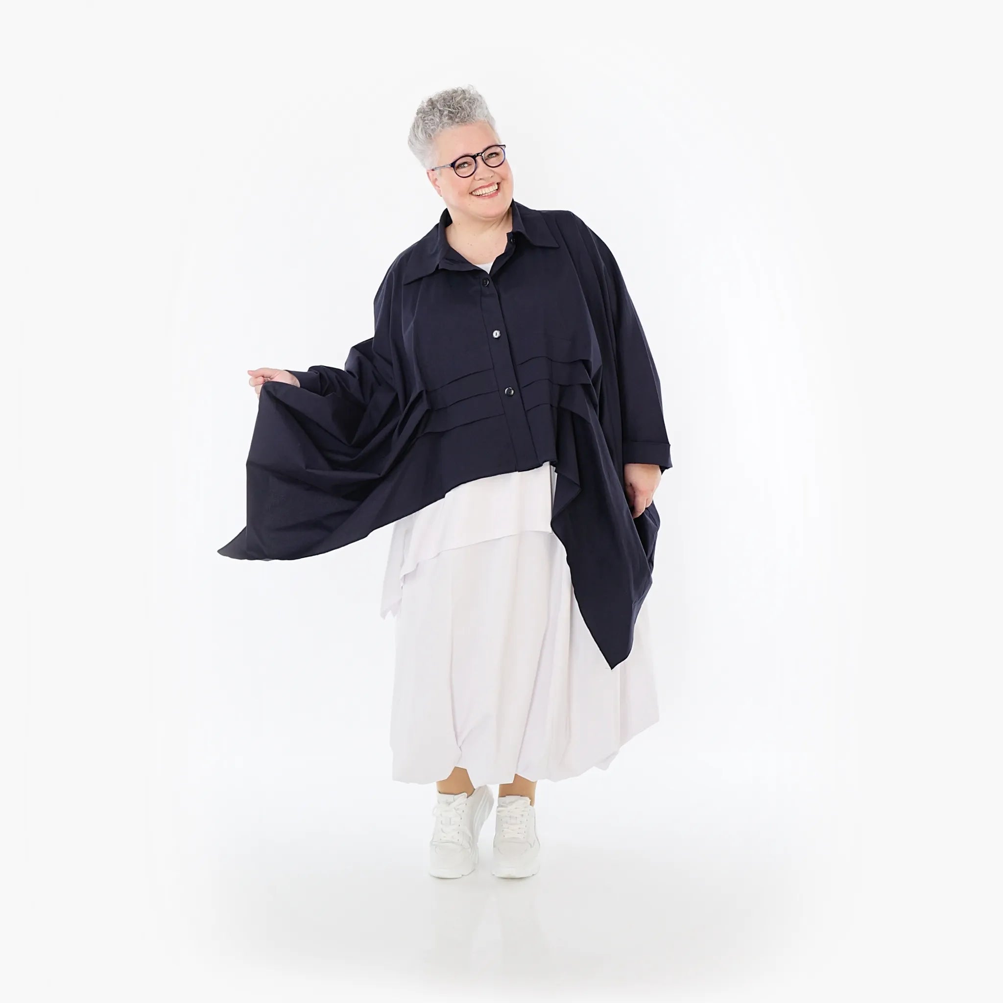  Zipfel Bluse von AKH Fashion aus Baumwolle, 1482.07080, Marine, Ausgefallen, Zeitlos