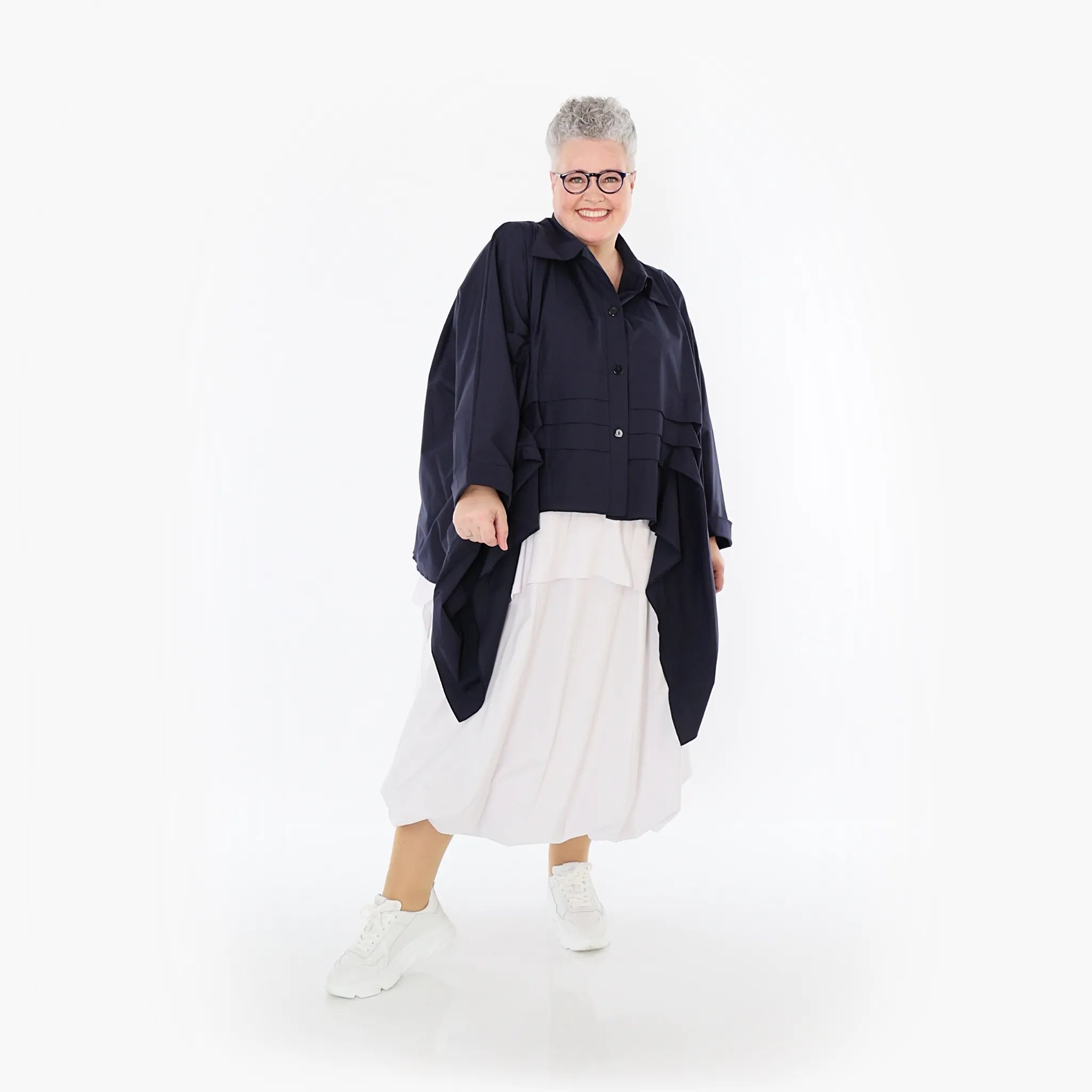  Zipfel Bluse von AKH Fashion aus Baumwolle, 1482.07080, Marine, Ausgefallen, Zeitlos