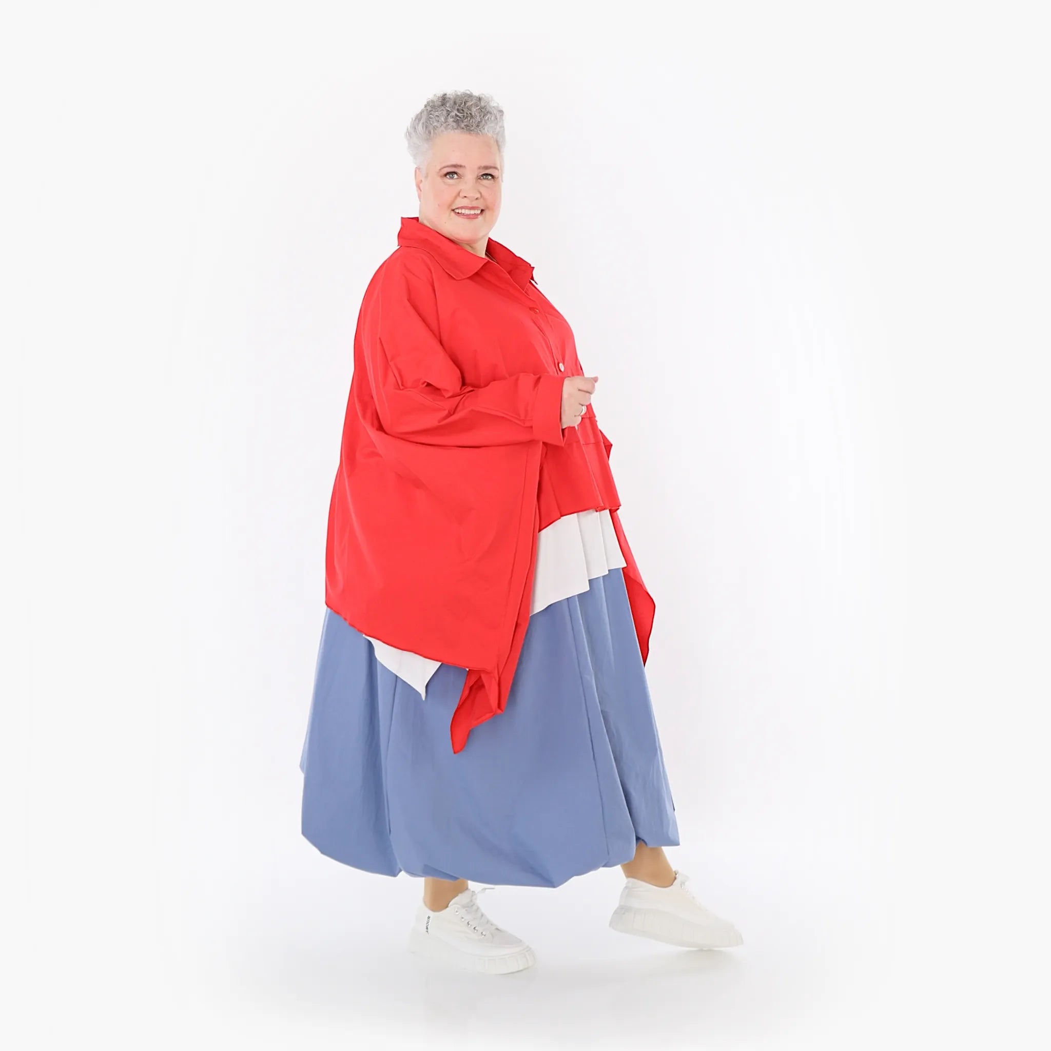  Zipfel Bluse von AKH Fashion aus Baumwolle, 1482.07080, Rot, Ausgefallen, Zeitlos, Schick
