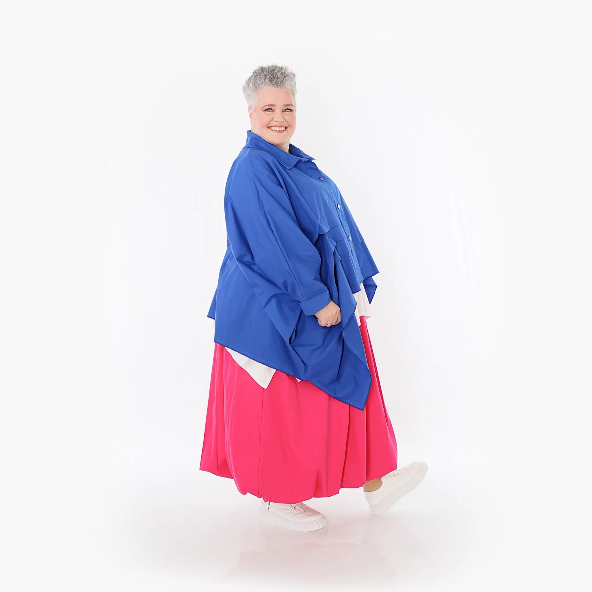  Zipfel Bluse von AKH Fashion aus Baumwolle, 1482.07080, Royalblau, Ausgefallen, Zeitlos